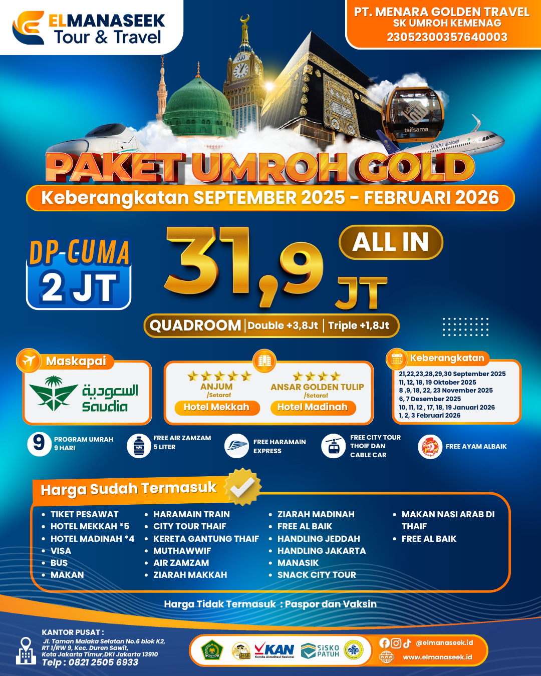 Umroh Nyaman dan Berkesan dengan Paket Umroh Gold 2025 – 2026